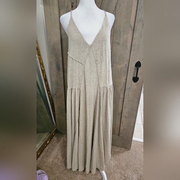 FREE PEOPLE Free-est Linen Blend Eros Maxi In Taupe. Size XS NWT - Picture 10 of 16
